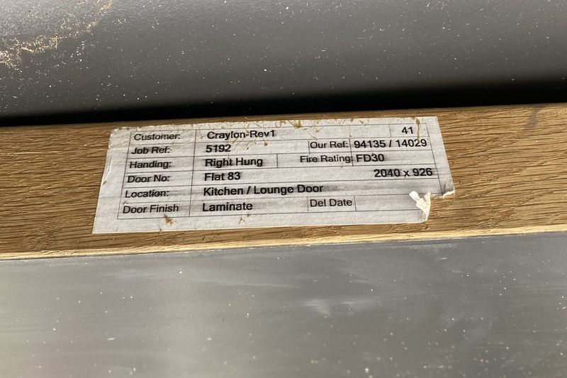 FD30 Office Internal Door with Glass Strip 2040 x 926mm RH