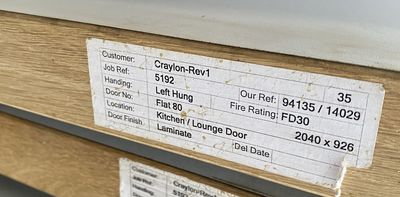 FD30 Internal Door Grey 2040 x 926mm LH
