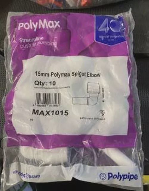 Polypipe MAX101510 15 x 10mm Spigot Elbows (Pack of 10)