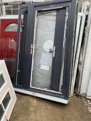 External Door With Glass Attachment (1380 x 2009) Grey