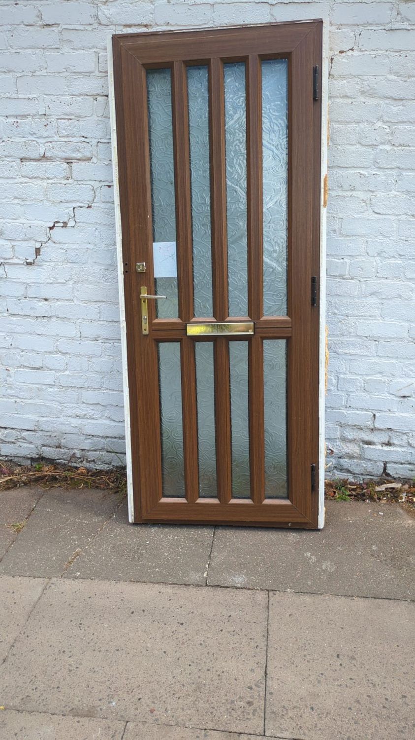 Brown External door with glass (895 x 2090)