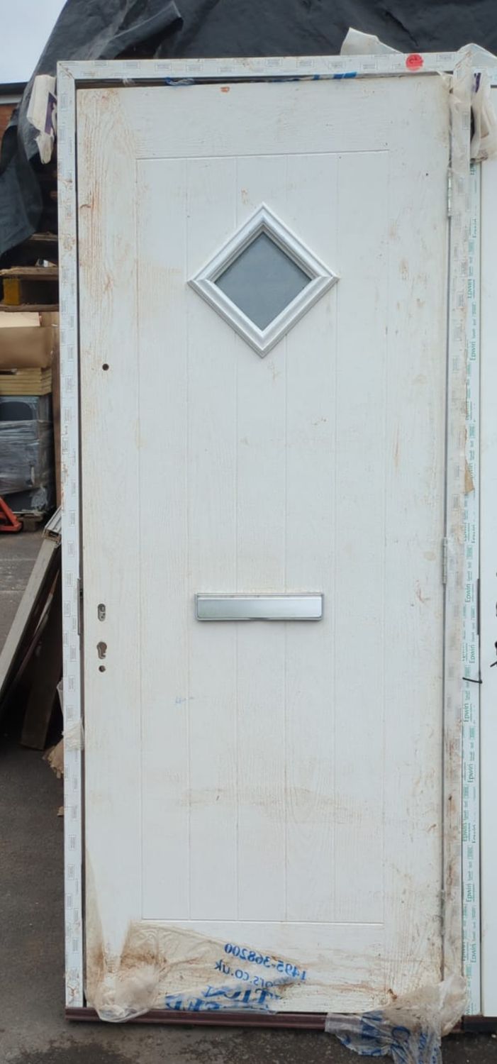 White External Door Dimaond Glass (940 x 2250)