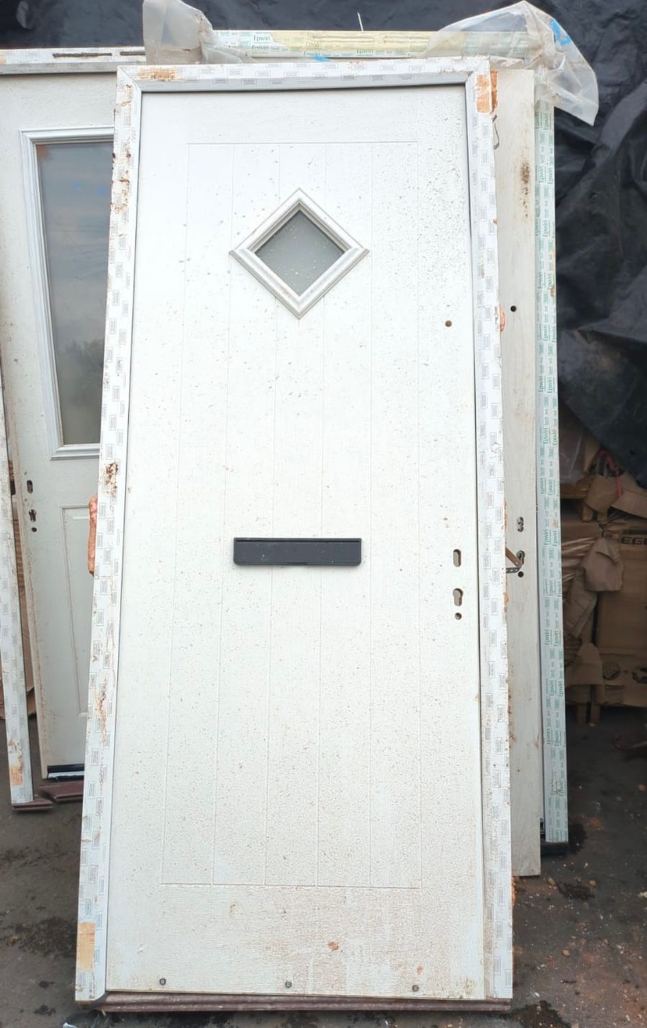 White External Door Diamond Glass  (955 x 2235)