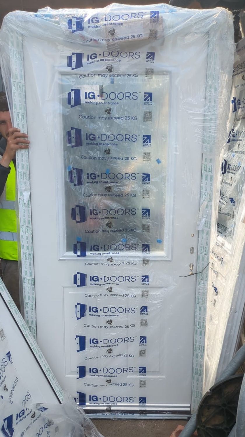Composite Door White Half Panel GRP Glazed (1000 x 2100) New