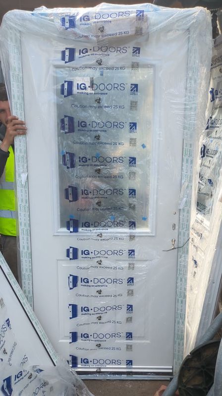Composite Door White Half Panel GRP Glazed (1000 x 2100) New