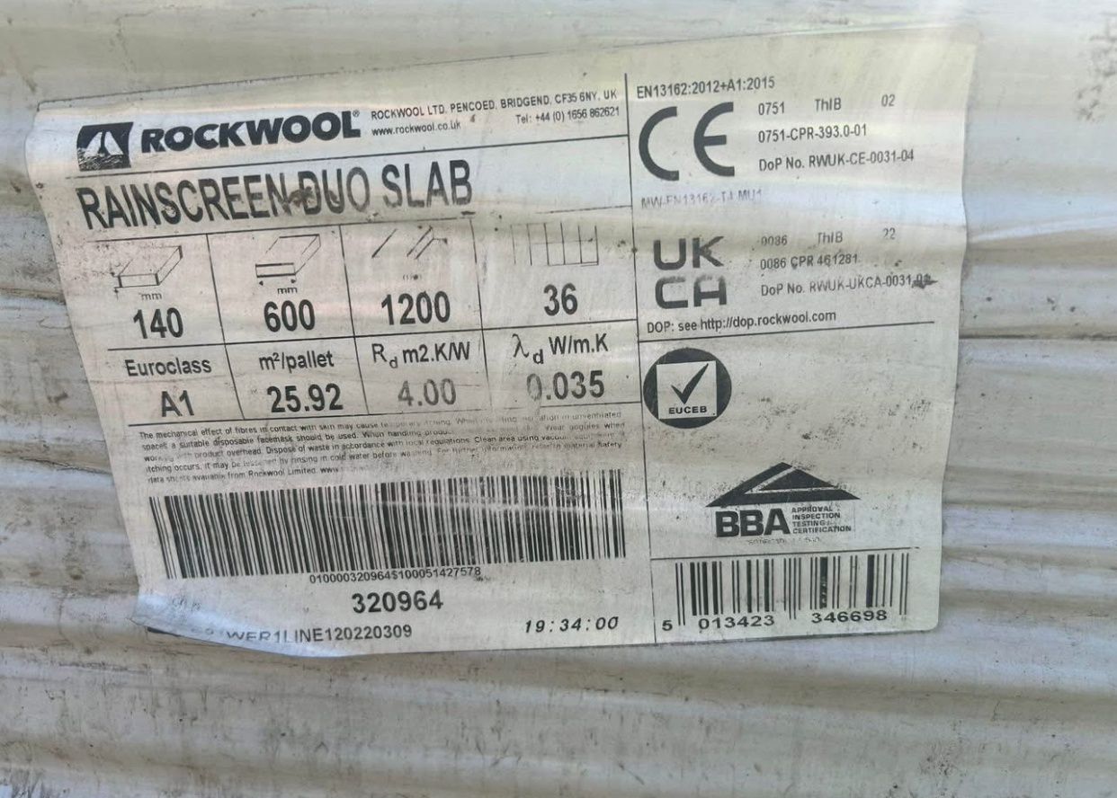Rockwool Slabs 140mm 1200 x 600