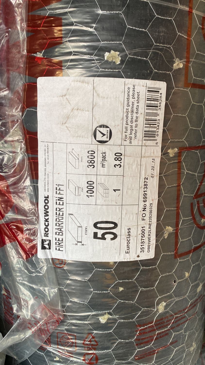 Rockwool Fire Barrier Insulation Reinforced Mesh 50mm