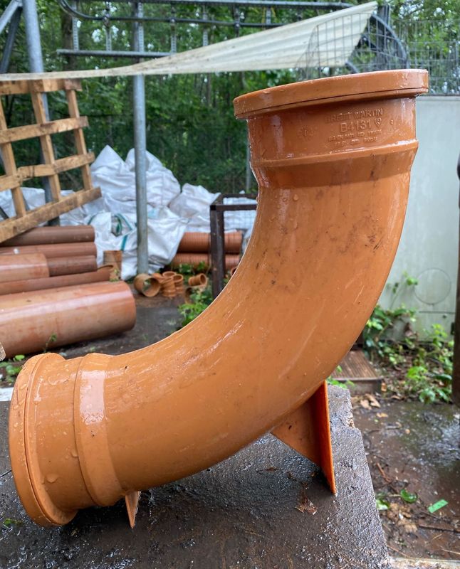 Brett Martin Underground Drain Pipe Double Socket Rest 87.5 Degree Bend - 110mm