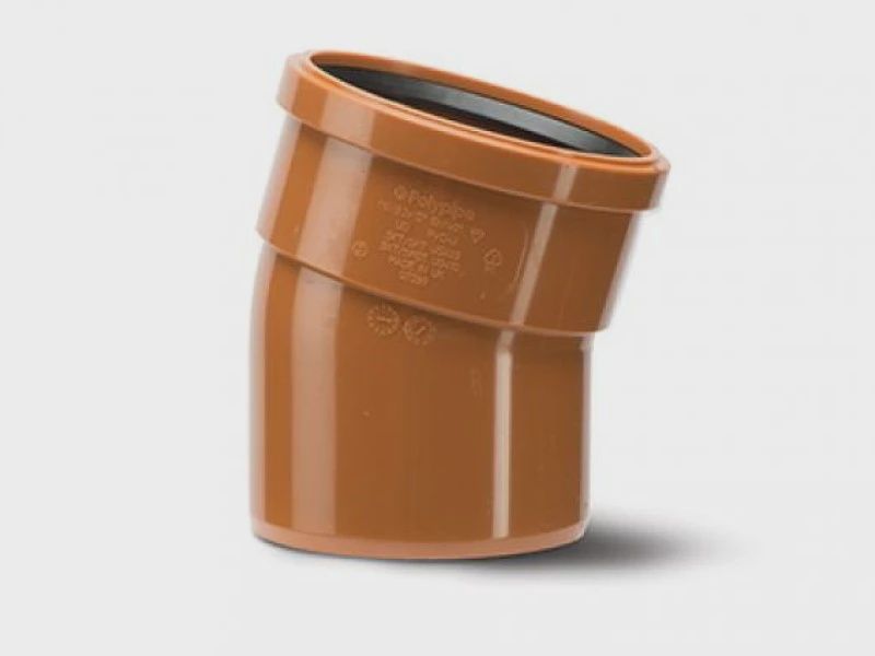 Polypipe UG410 - Underground Drain 110mm 4” 15° Bend Single Socket Drainage