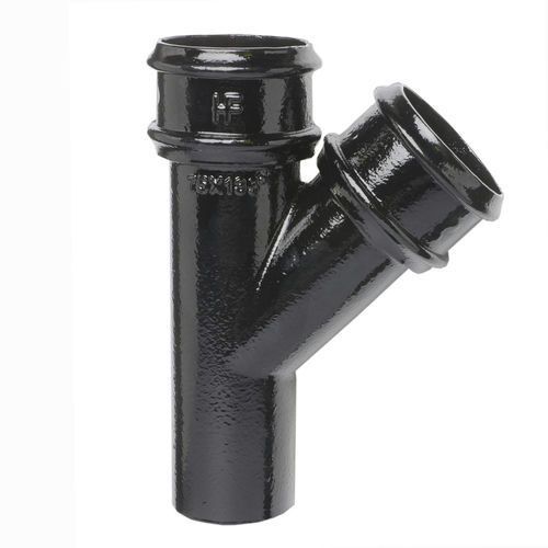 Apex Cast Iron Round Downpipe Branch - 135 Degree x 150mm Black