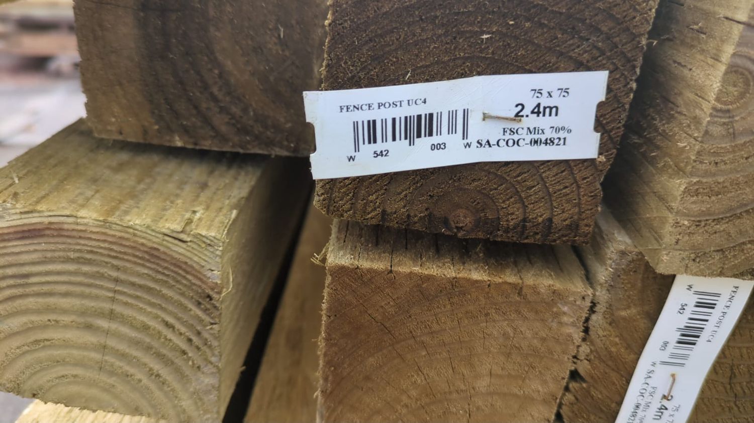 3 x 3 (75 x 75mm) Treated Timber Post, Length: 2.4m