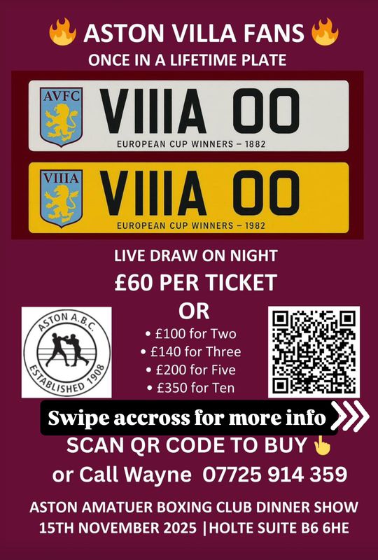 Aston A.B.C.  Number Plate Raffle Ticket