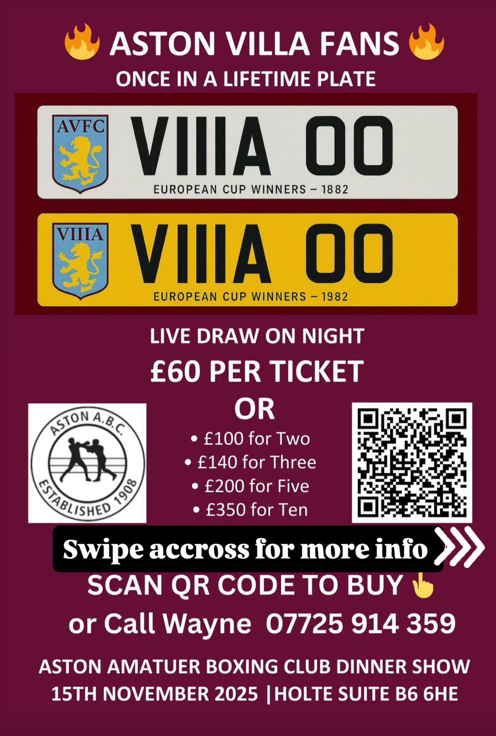 Aston A.B.C.  Number Plate Raffle Ticket