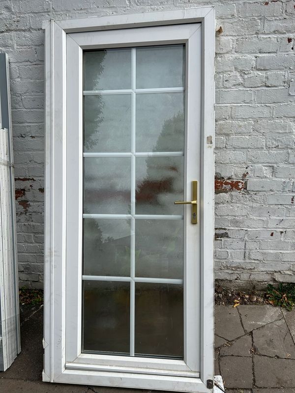 uPVC White Full Glass Door 895 x 2065mm