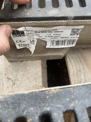 ACO RainDrain B125 External Drain Channel With Cast Iron Heelguard Atec Grating 1m