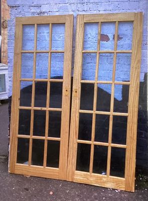 Wooden French Doors square glass 755 x 1970 each door