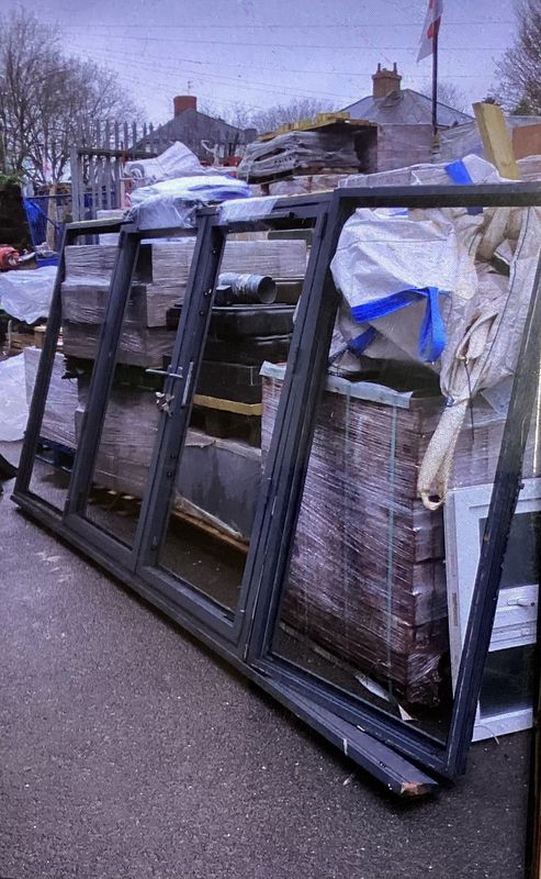 Grey Patio Door With 2 Side Panels 3326 x 1680