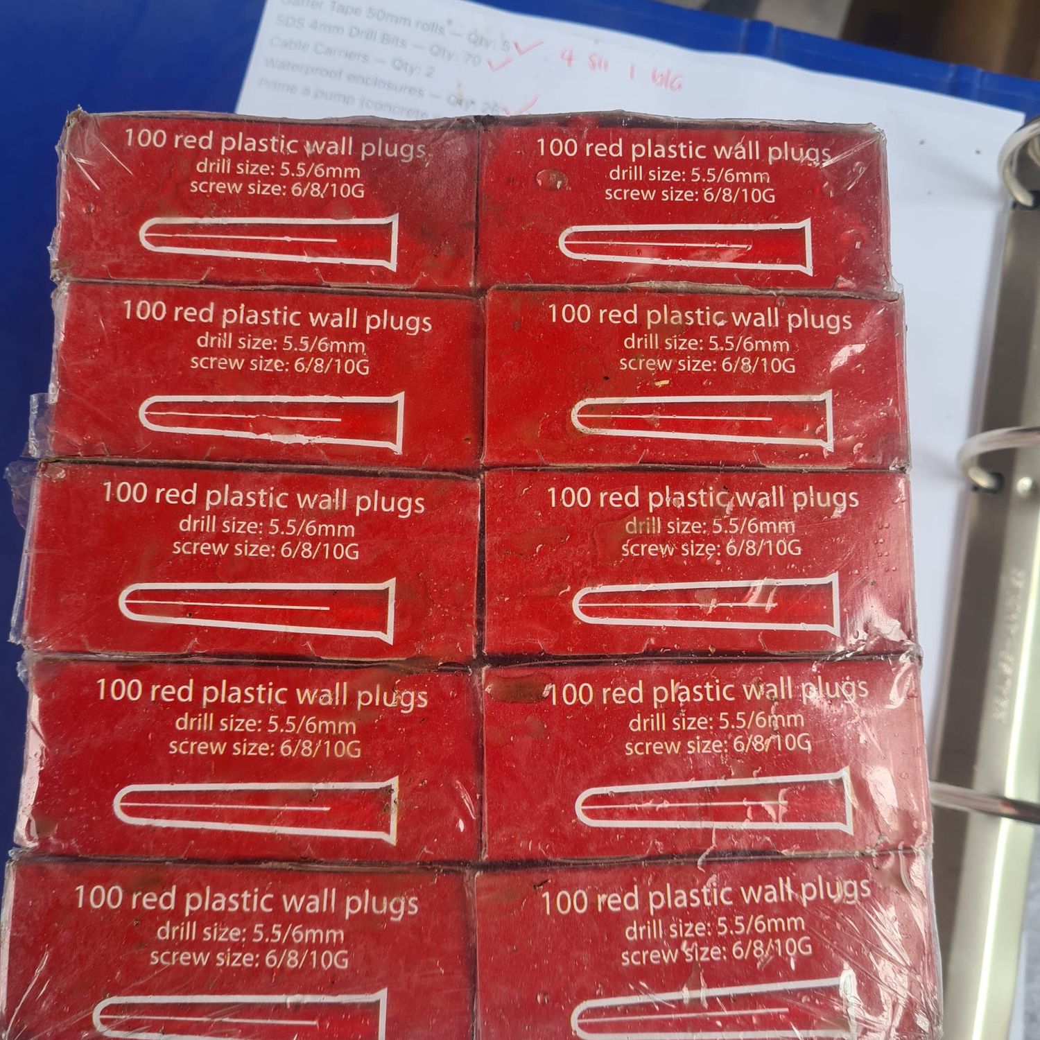 Wall Plugs Red Box Of 100