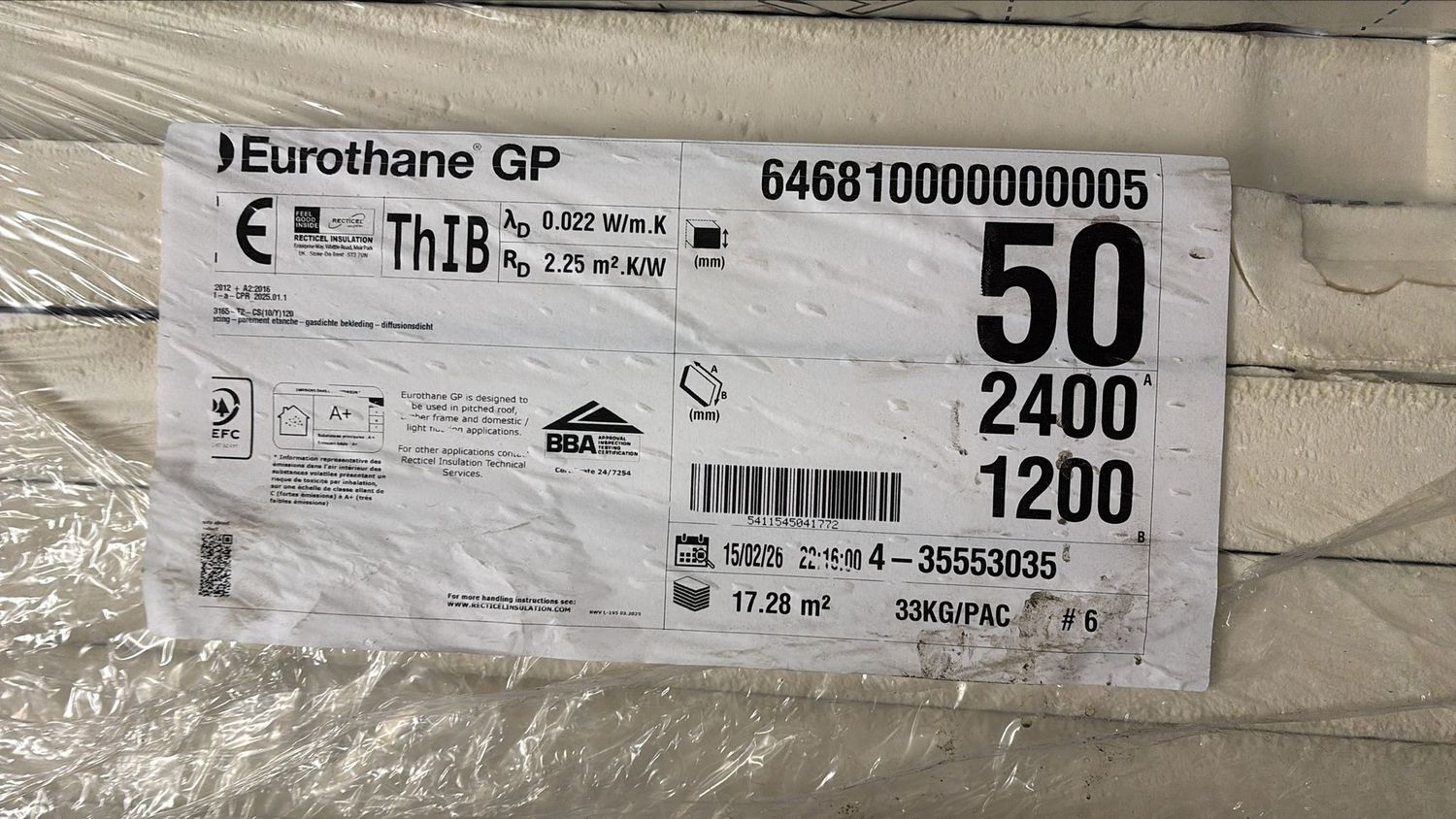 50mm PIR Insulation Board (2400 x 1200)