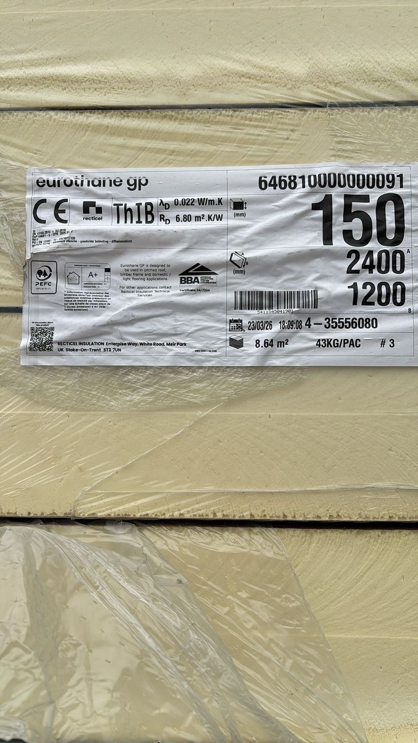 150mm PIR Insulation Board (2400 x 1200)