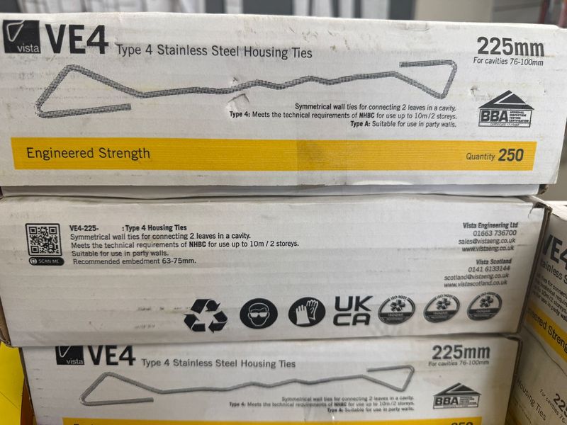 VE4 225mm Type 4 Housing Ties (Cavity 76-100mm)