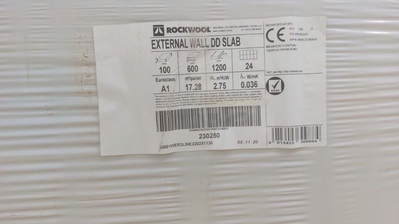 100mm Rockwool External Wall Dual Density Slab 600 x 1200 17.28sqm (Pallet of 24)