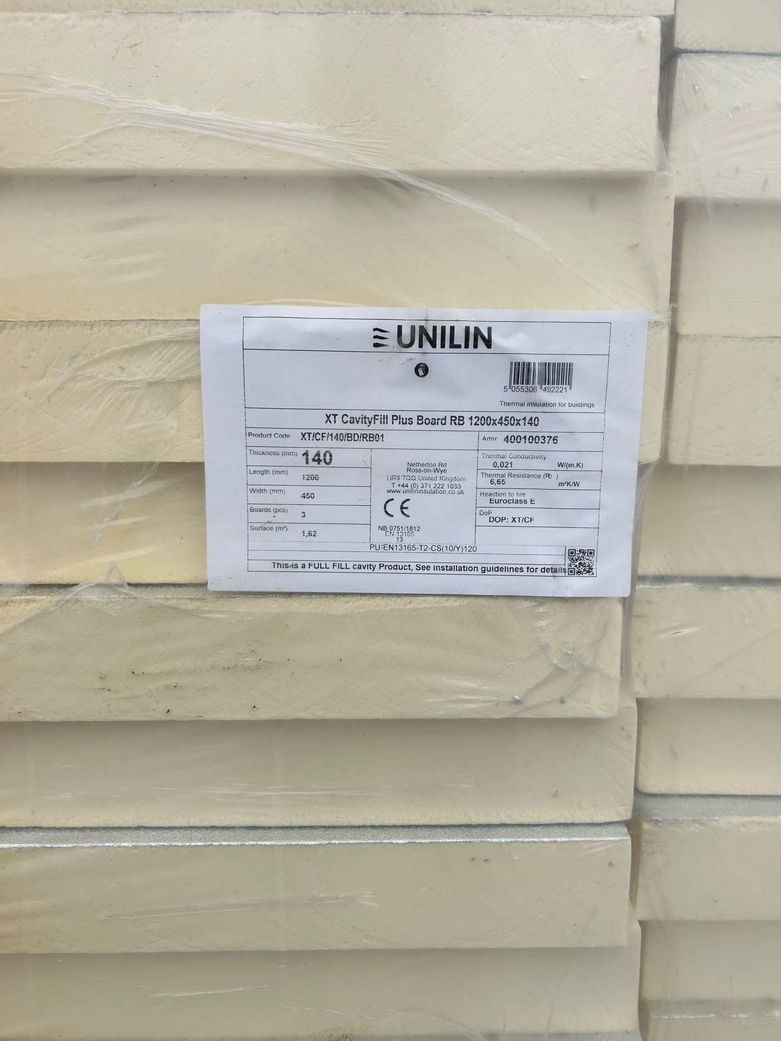 140mm Unilin XT CavityFill Plus Board RB 1200 x 450 (Pack of 3 1.62sqm)