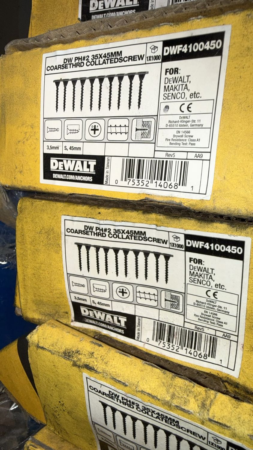 DeWalt PH#2 35x45MM Coarsethrd collated screws