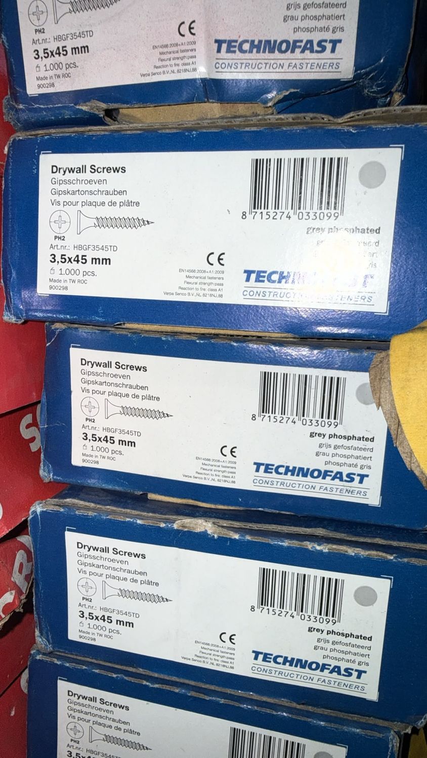 Drywall screws 3.5 x 45mm Grey Phosphated Technofast
