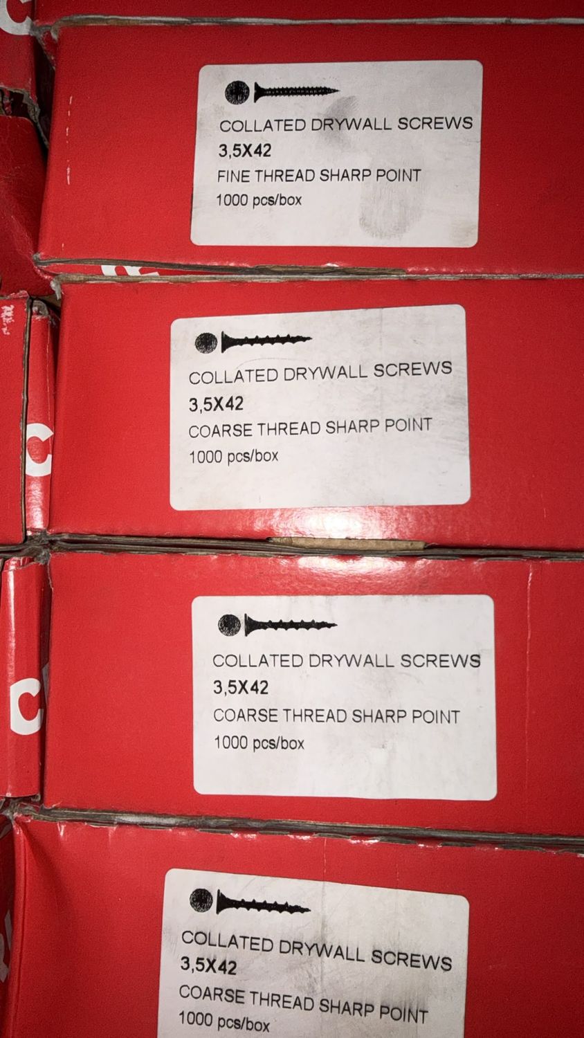 Collated Drywall Screws 3.5 x 42mm Coarse thread sharp point