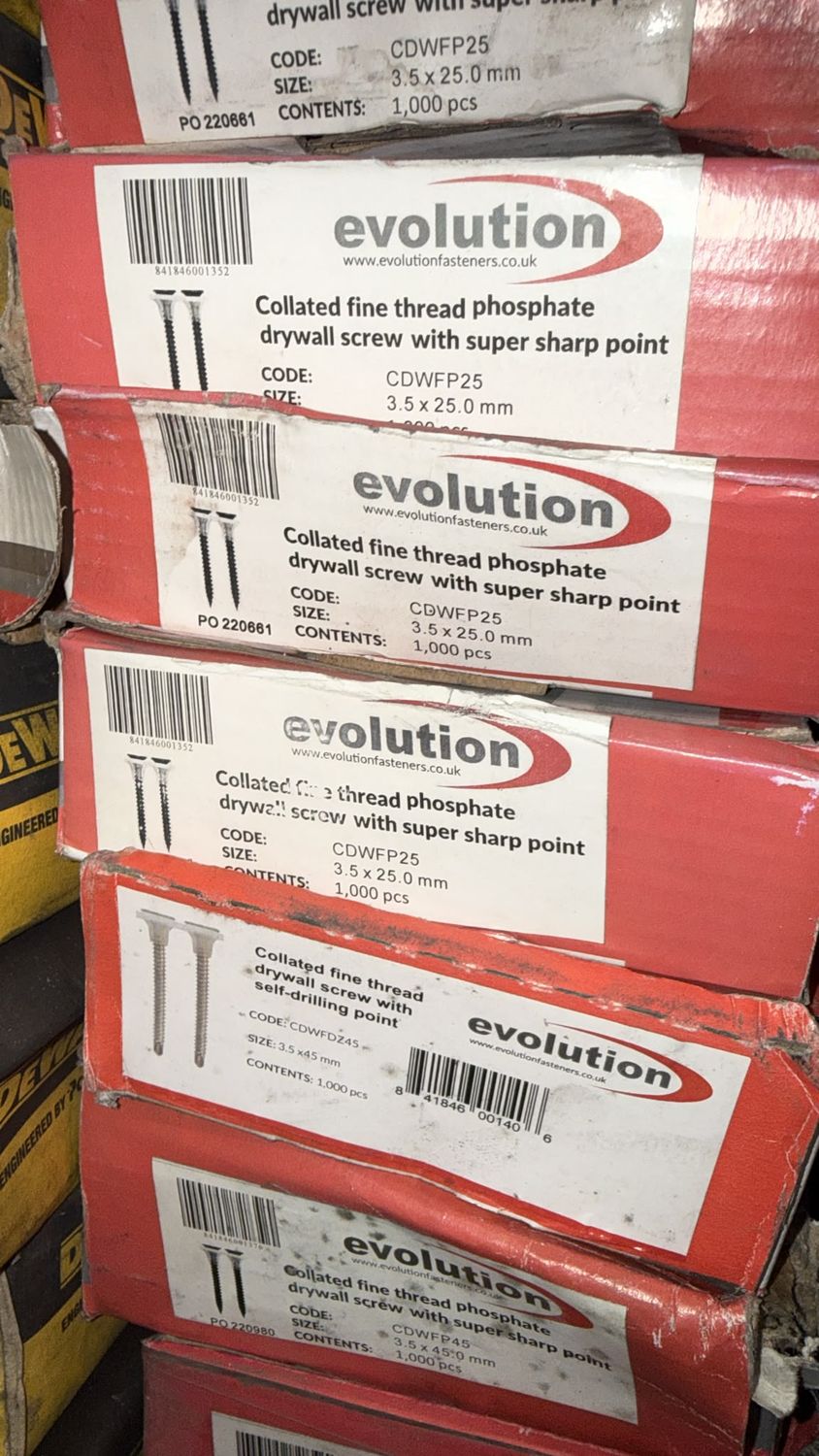 Evolution 3.5 x 25mm Drywall Screws (Box of 1000)