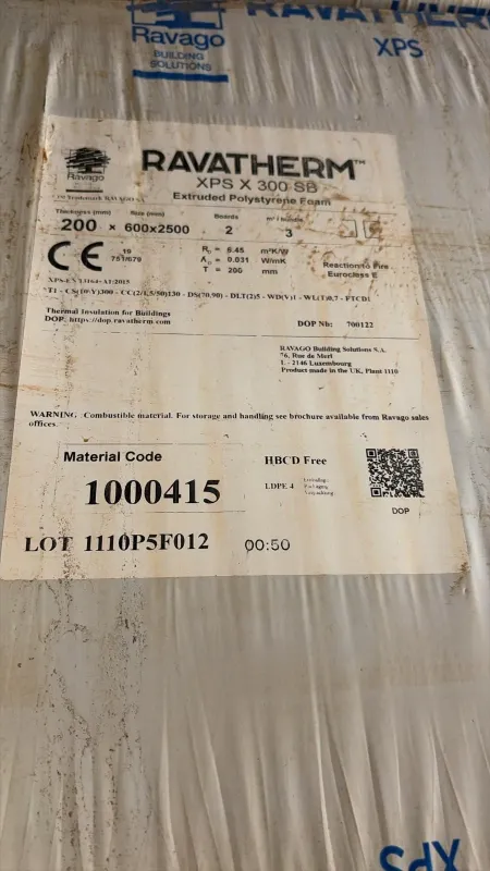 200mm Ravatherm XPS X 300SB Insulation Sheet Panels 600x2500”
