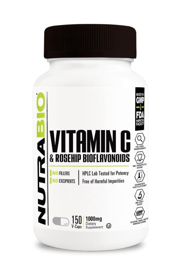 Vitamin C & Rosehips Nutrabio 1000mg 150ct NUTRABIO