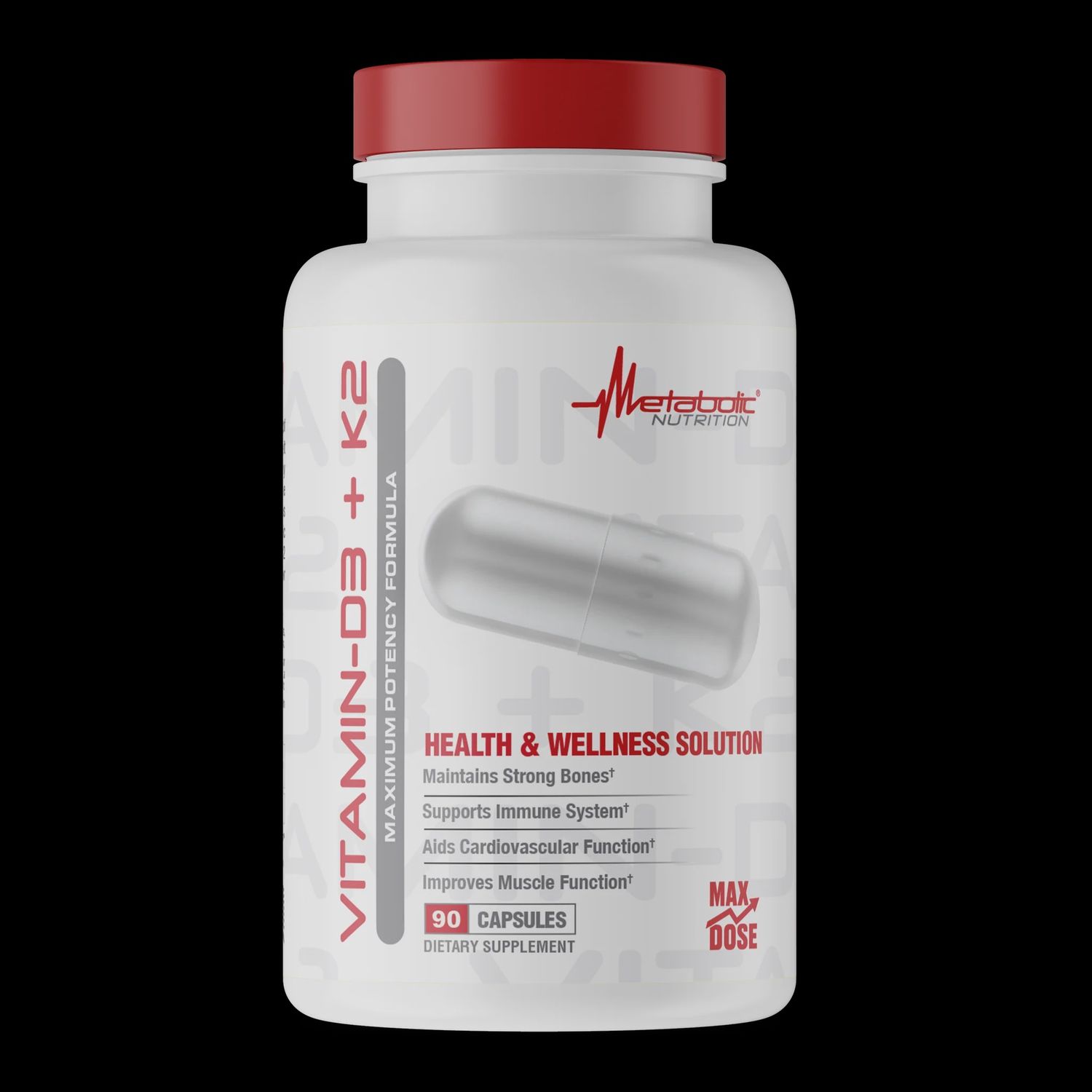 Vitamin D3 Plus K2 90ct METABOLIC NUTRITION