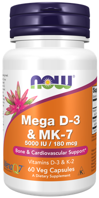 MEGA D3 &amp; MK7 5000IU / 180MCG / NOW FOODS