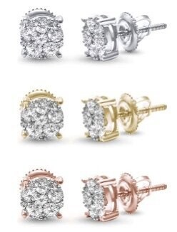 Diamond Stud Flower Earrings
