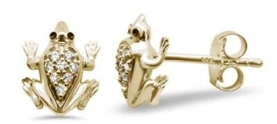 Diamond Frog Stud Earrings