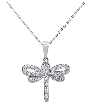 Diamond Dragonfly Pendant Necklace