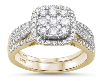 Diamond Square-Cut Wedding Ring Set