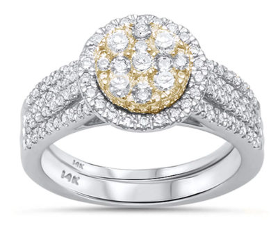 Diamond Round Two Tone Wedding Ring