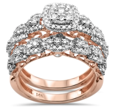 Diamond Rose Double Stack Wedding Ring