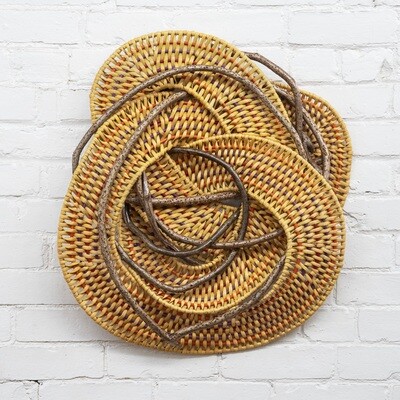 Whimsical Wallhanger  –  Yellow with Orange, Purple & Red
