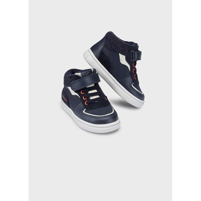 G10877MAY / 42354 SPORTY BOOT NAVY LEATHER IMITATION LACES