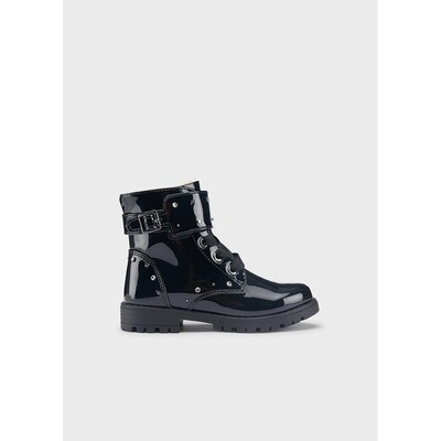 G10872MAY / 44311 BIKER BOOT BLACK PATENT LEATHER SIDE ZIP CLOSURE
