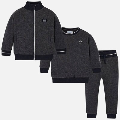A11097MAY / 3 PC TRACKSUIT GREY CARDIGAN