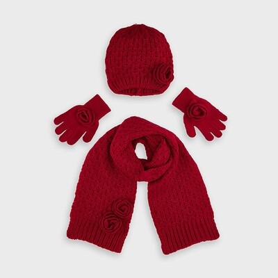 C11064MAY / 10897 3PC SCARF HAT RED & GLOVES
