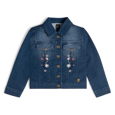 G10295LAY / E20H50 DENIM JACKET WITH EMBROIDERY FRONT & BACK  FLOWERS