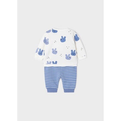 G10569MAY / 2640 2 PC WHITE TOP & BLUE STRIPE PANT  DOGGIE FACES PRINT