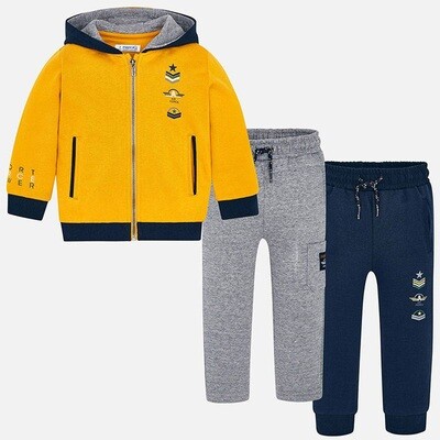 A10677MAY / 3 PC TRACKSUIT YELLOW NAVY G