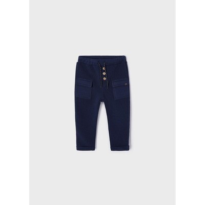 G10627MAY / 2531 KNIT PANT NAVY POCKETS & CUFF 3 BUTTONS